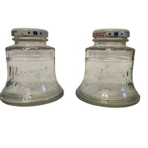 Vintage Liberty Glass Jar Set 1776-1976 Bell-Shaped w/ Lids Olives & Cherries